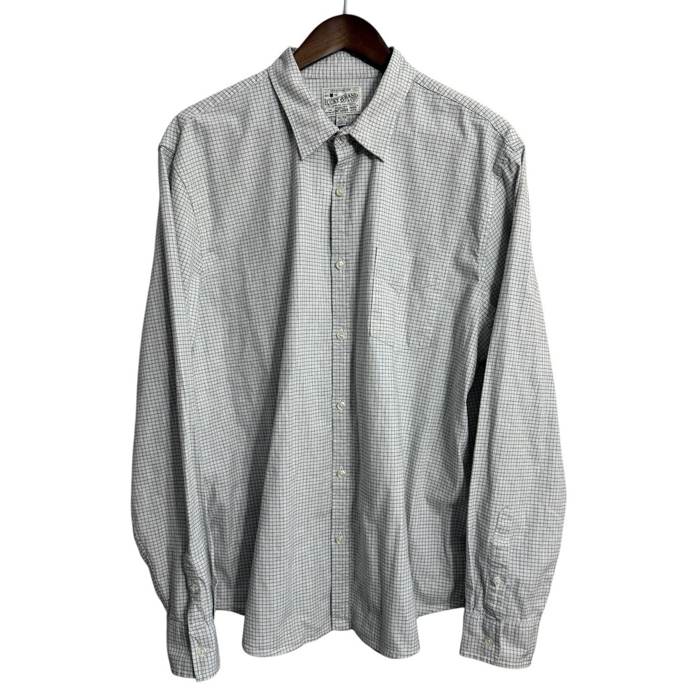 Lucky‎ Brand shirt men's XL preppy plaid classic beachy coastal nautical work